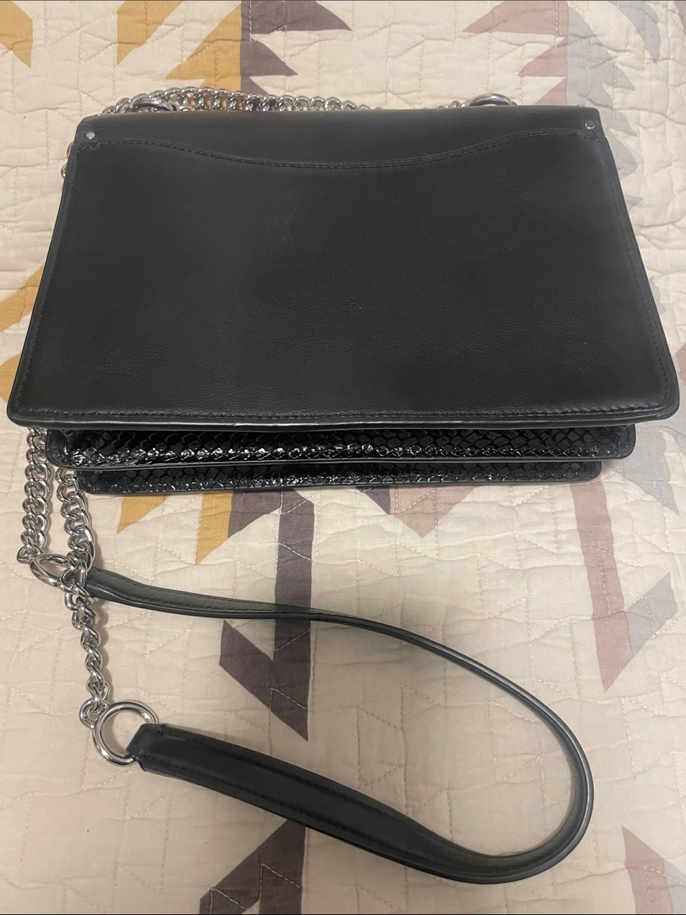 Coach Black Leather Shoulder Bag with Silver Chain and Studs - Picture 7 of 8